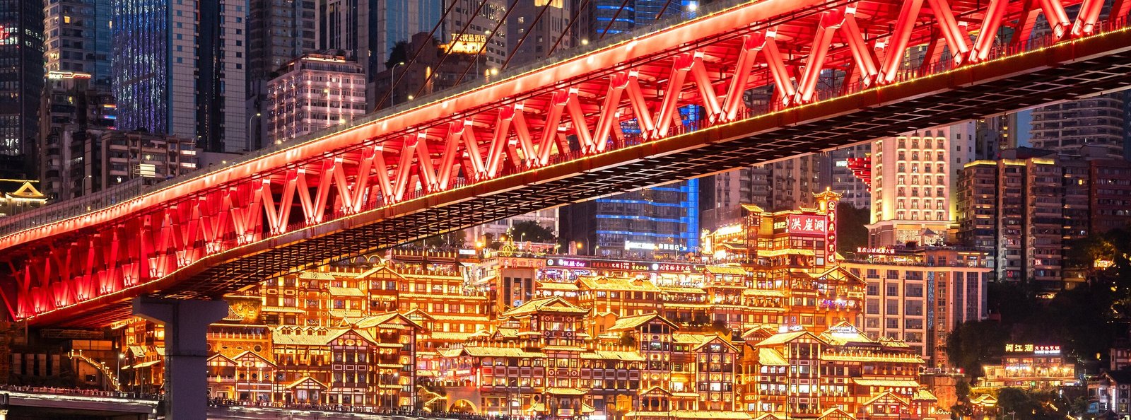 Cyberpunk Chongqing City Explorer with Riverside Dinner